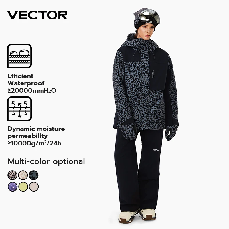 VECTOR 3L Men Women Cotton Ski Jacket And Pants Set Warm Windproof Waterproof Winter Outdoor Snowboard Clothing Overalls