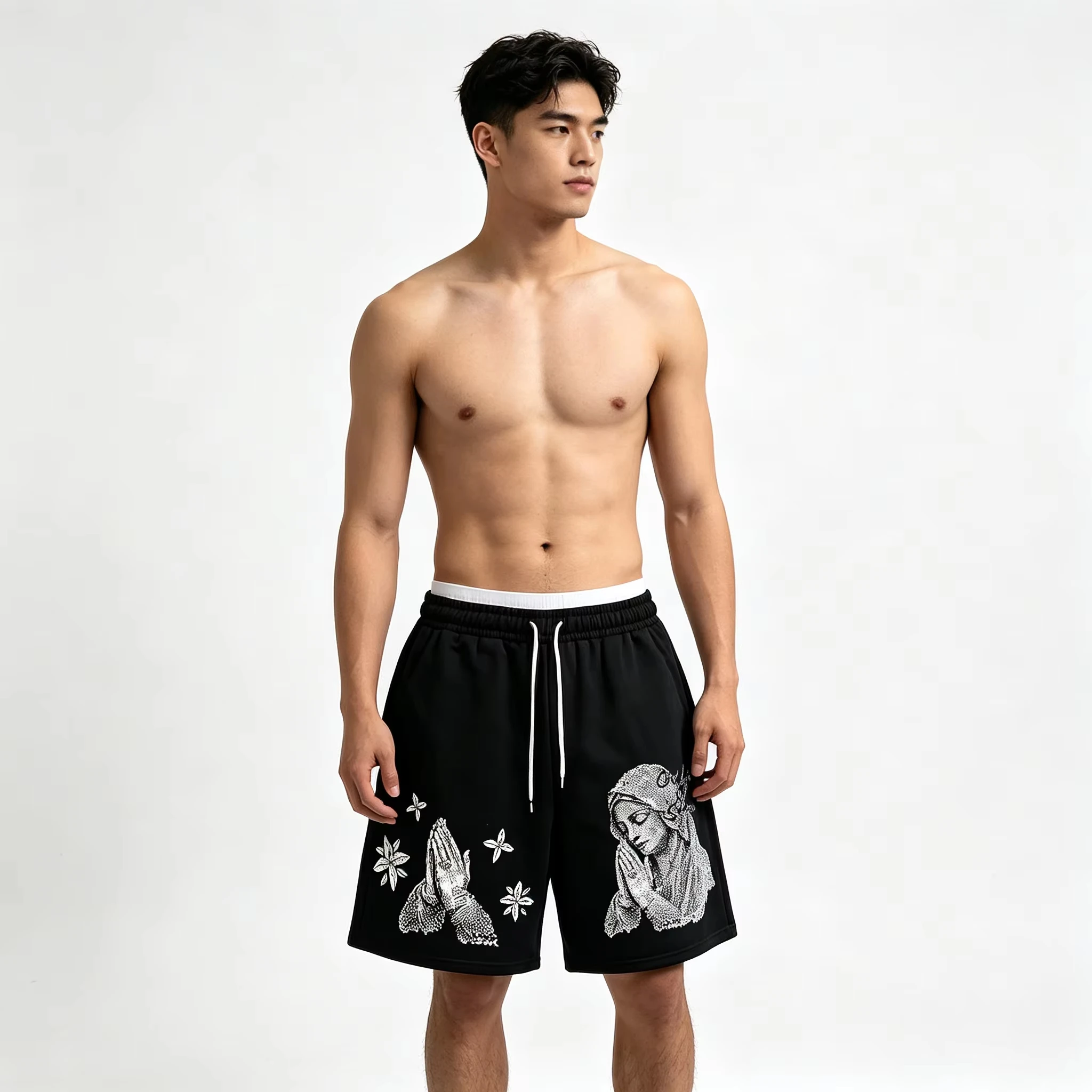 Virgin Mary Cross Print Shorts Quick Dry Athletic Training Short Pants Suitable for Daily Wear and Training Fashion Shorts Y2K