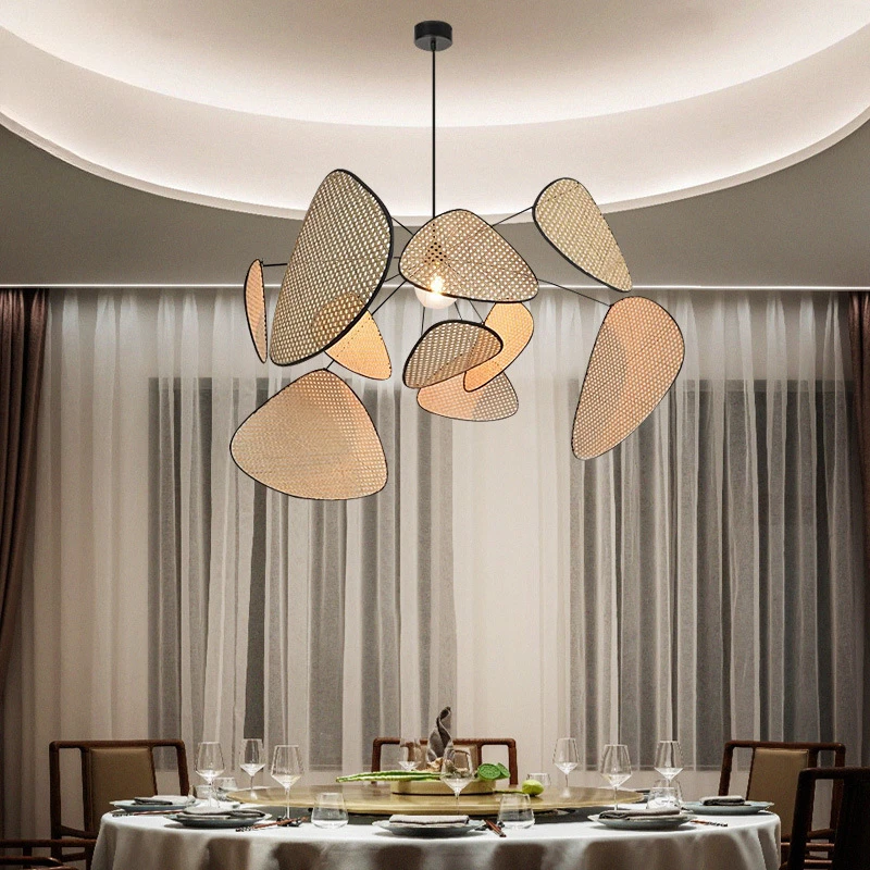 

Country Style Rattan Weave Chandelier Nordic Interior Decoration Living Room Restaurant Kitchen Pendant Lamp Atmosphere Sense