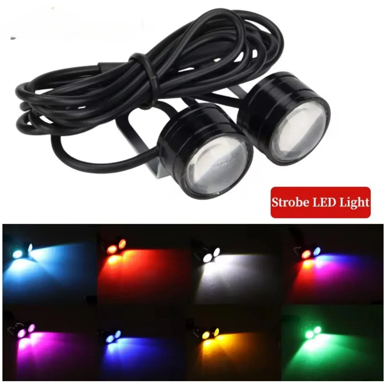 

KEVANLY 1pair Motorcycle Flash Strobe Eagle Eye Motorcycle Daytime Running Light Fog Lamp Headlight Moto Accessories
