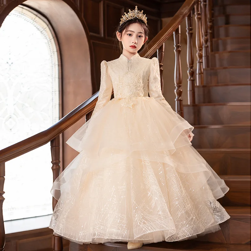 Children's Dress Beautiful High-end Spring and Autumn Piano Performance Light Luxury Niche High-end Ten-year-old Birthday Little