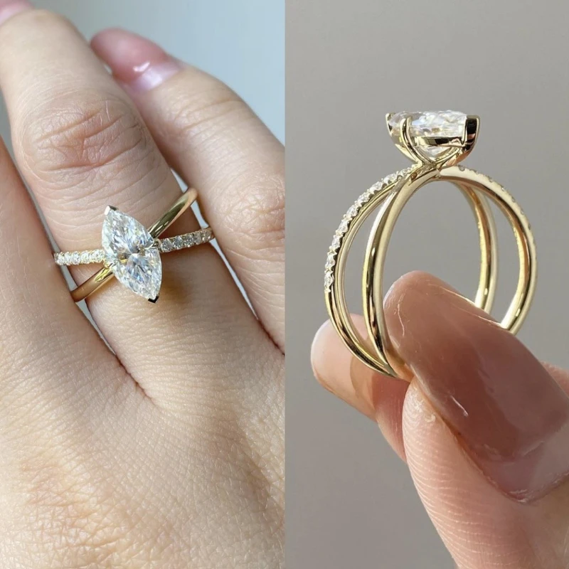 Fashionable temperament inlaid with horse eye zircon, niche design, versatile and exquisite, personalized index finger ring