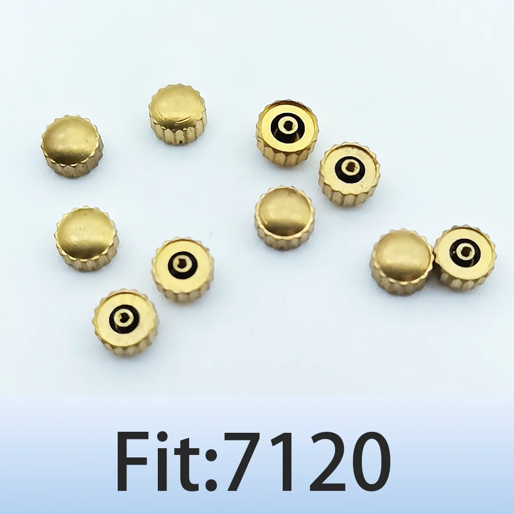 رأس ملحق الساعة مناسب لأجزاء إصلاح الساعة ذات الأنبوب المسطح الذهبي لحركة 7120