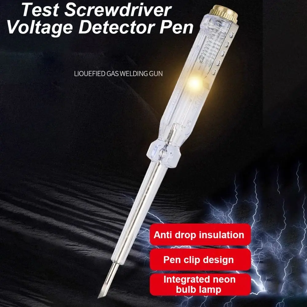 New AC/DC 100-500V Test Screwdriver Clear Handheld Voltage Detector Pen Light Circuit Tester