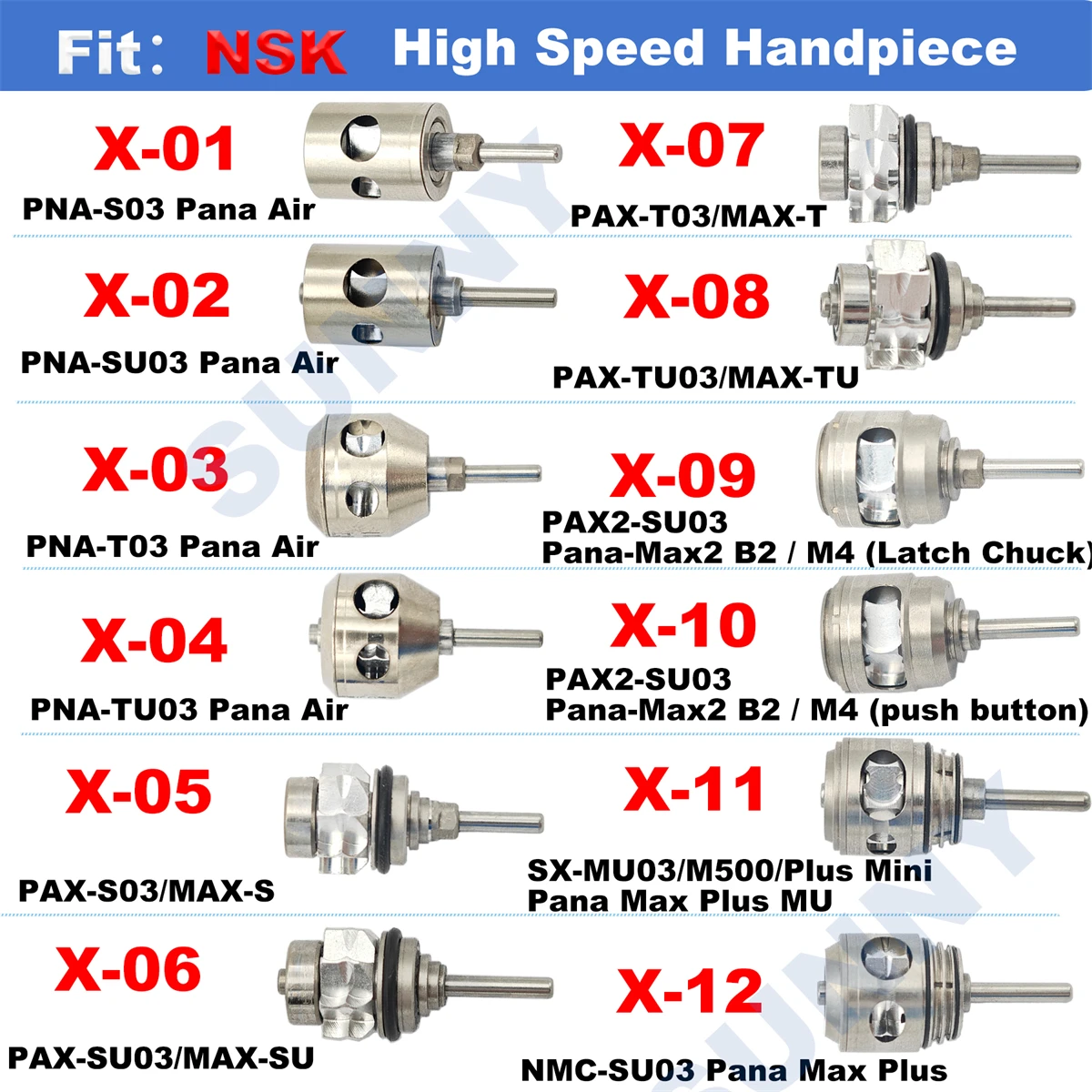 Fit nsk handpiece de alta velocidade rotor turbina dental cartucho ar rotor alta velocidade acessórios odontológicos