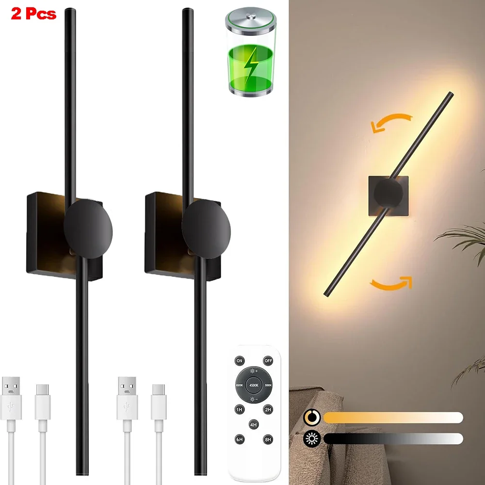 Nice Wireless Remote Control Wall Lamp 10000mAh Rechargeable Battery 3-color Bedside Dimming Decorative Lamp