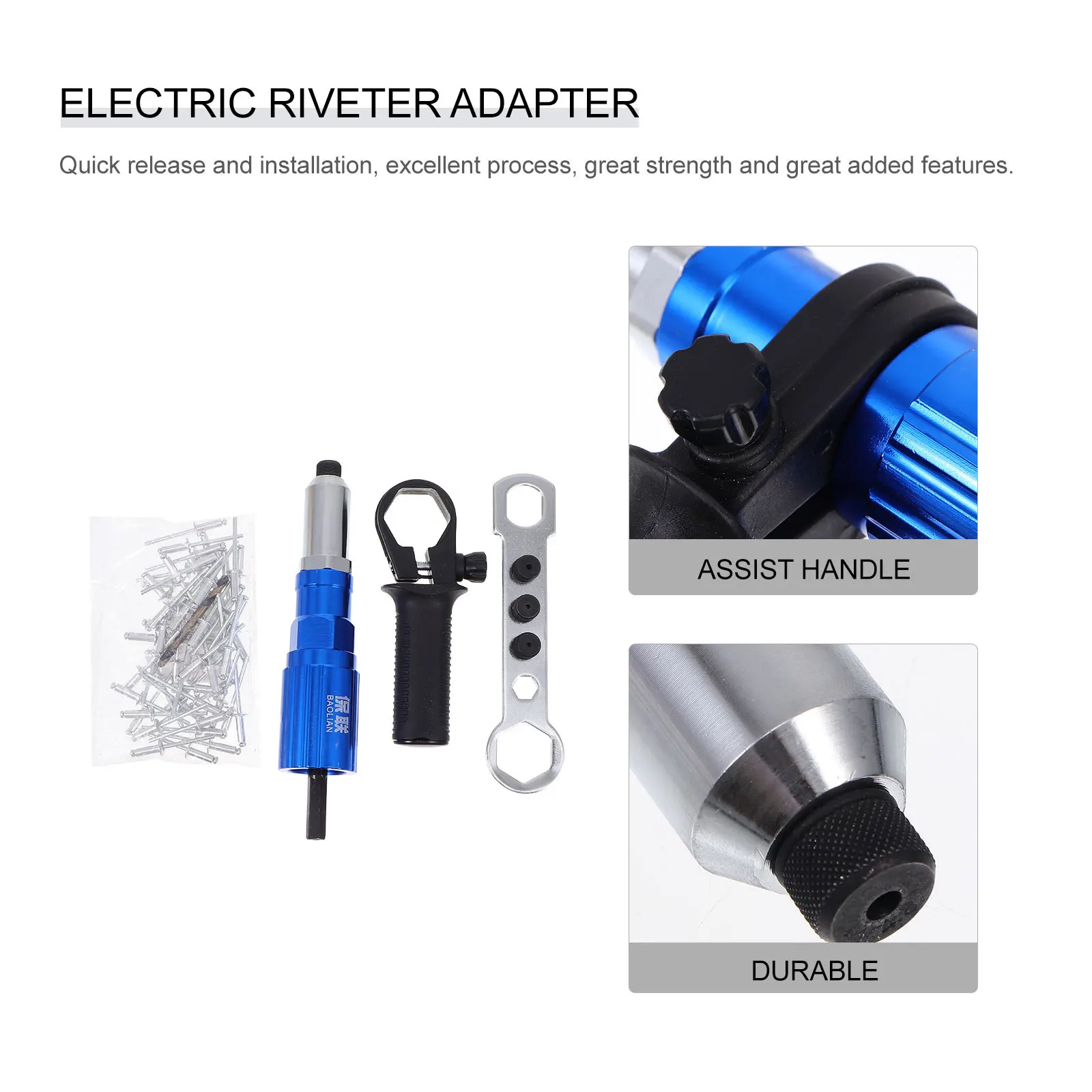 1Set Electric Rivet Adapter Hard Material Easy Install Riveting Machine Converter Quick Release Riveter Connector