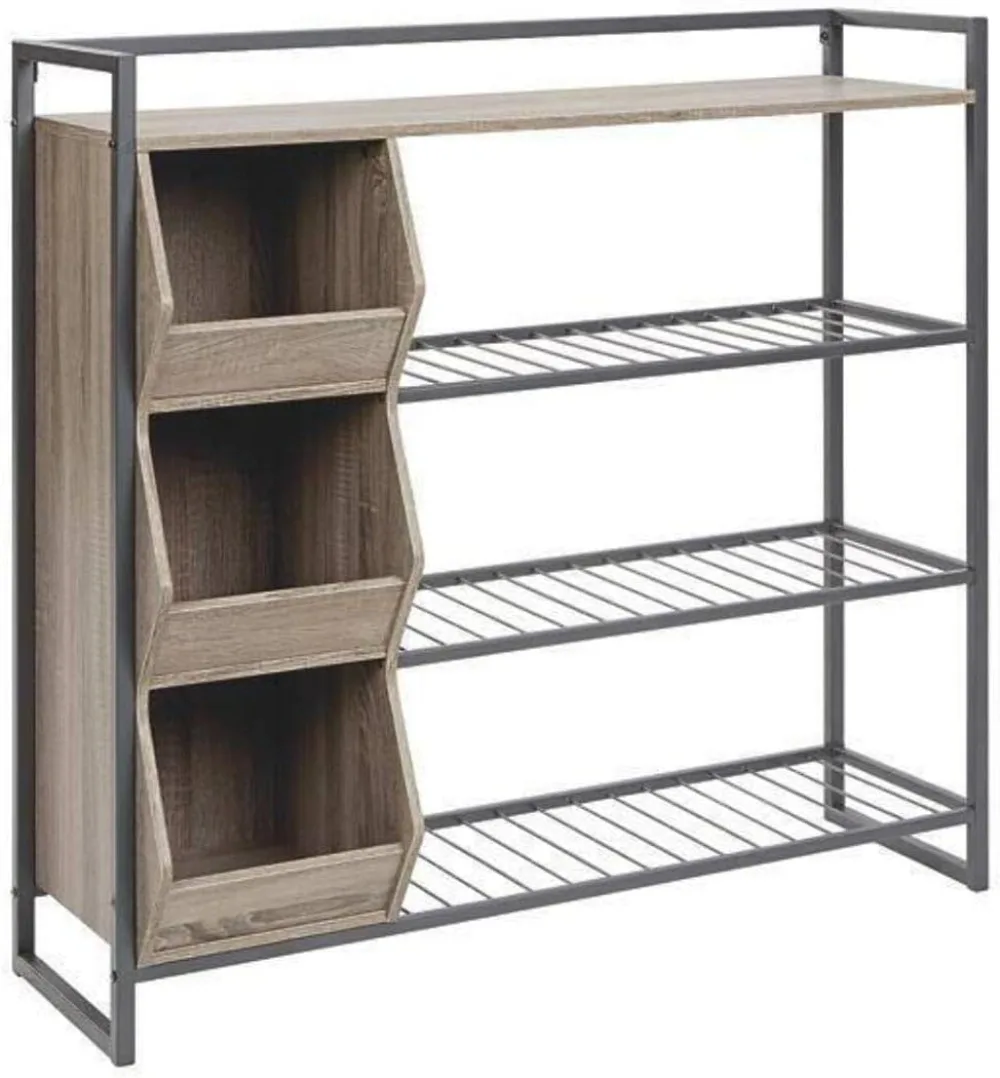 Shoe Rack, Shoes Rack with Storage Cubbies, 3-Tier, for Entryway, Closet, Hallway, Living Room, Shoes Organizers