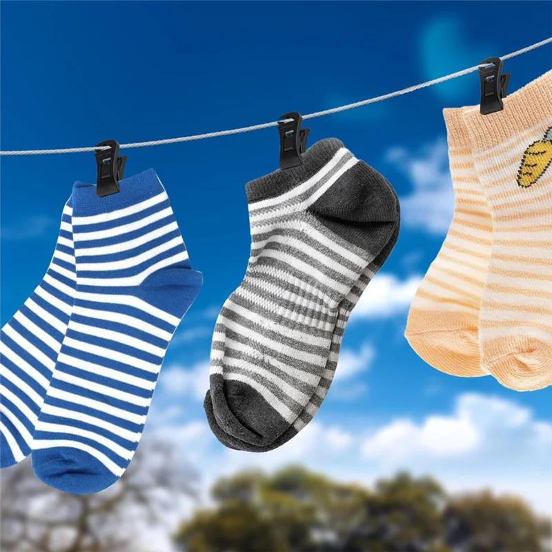 A84G-60-Pack Sock Clips For Laundry, Portable Sock Holders With Hooks For Washing Machine And Dryer