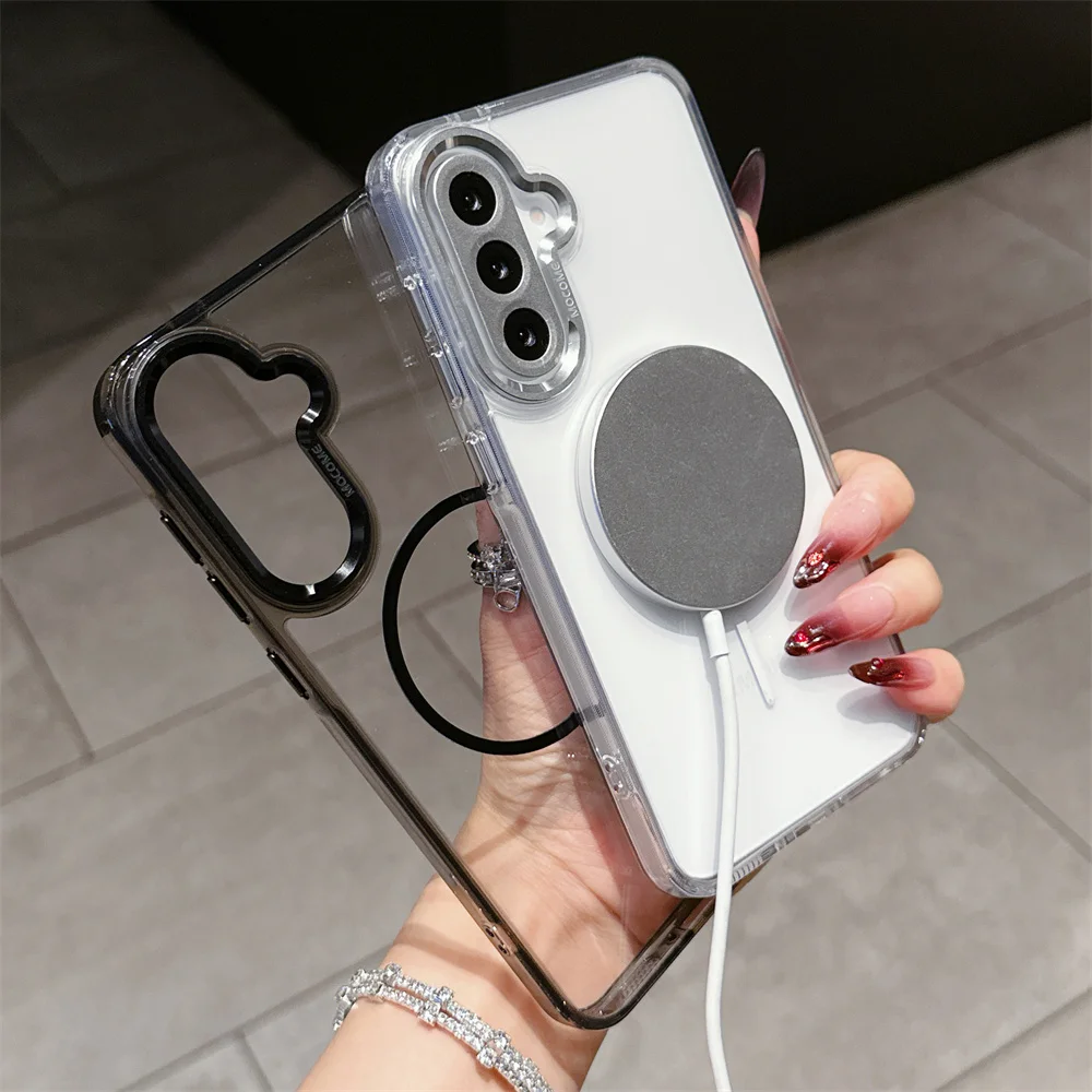 Für Magsafe Magnetische Acryl Fall Für Samsung Galaxy S25 Rand S24 S23 S22 Ultra Plus FE A56 A36 A55 A16 a15 A26 Klare Zurück Abdeckung