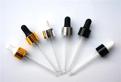 30/50/100ml 20-500pcs Essential Oil Bottles Cap Size18/410 Black/gold/silver Circle Cover Metal Ring Lid with Glass Dropper Pipe