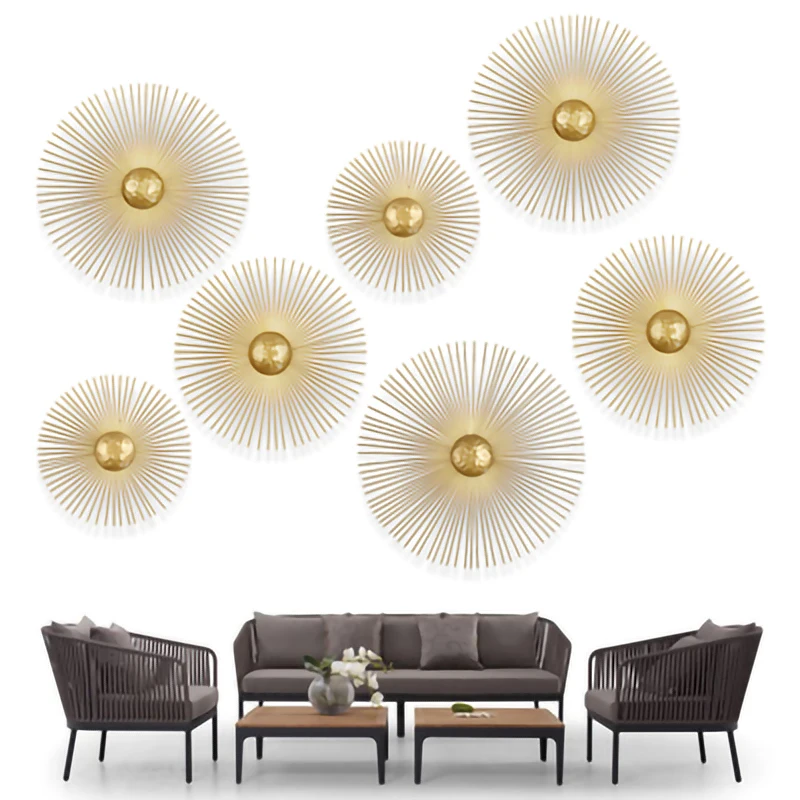 Imagem -06 - Lâmpadas de Parede Led de Metal Circular Dourado Sunsconce para Quarto do Foyer Decoração Home Dourada Moderna Luminária Viva Luxo