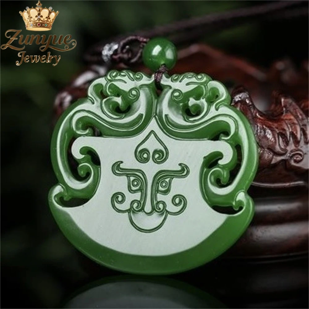 

Natural Hetian Jade Double Dragon Beast Face Jade Pendant Luxury Quality Jewelry Fashion Jewelry Exquisite Charms Popular Gift