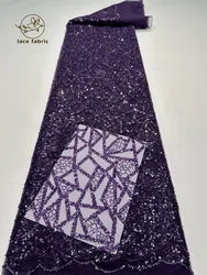 Tecido De Lantejoulas De Malha Africana, Tule Francês, Noivo Nigeriano, Vestidos De Festa De Casamento, Roxo