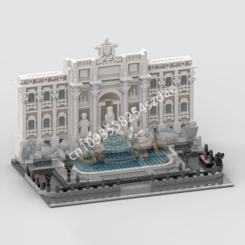 

417 шт. MOC фонтан треви, модульные здания, строительные блоки, кирпич, развивающая практическая игрушка, рождественская игрушка в подарок