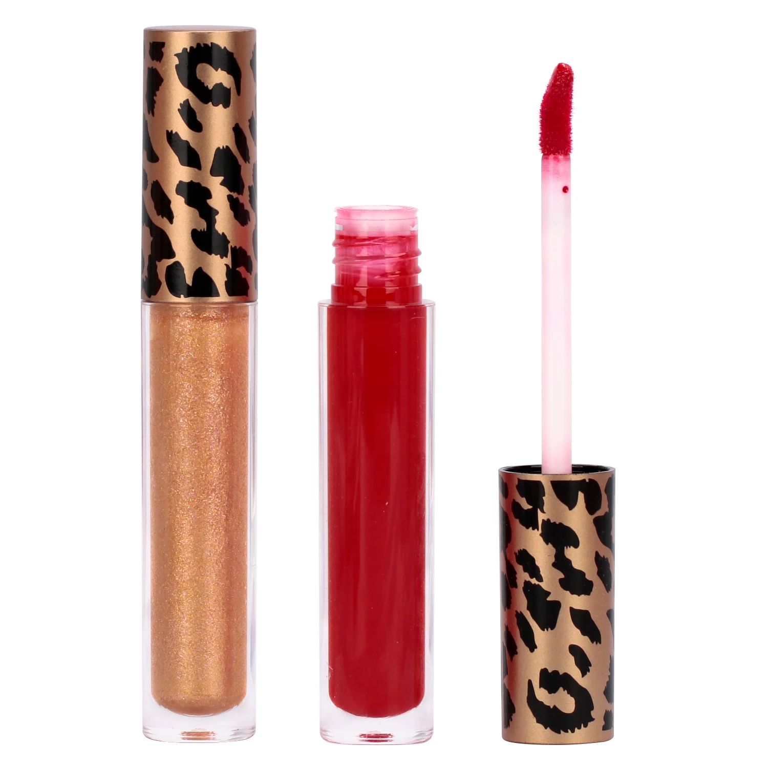 

5ml Private Label Lip Gloss Long-lasting Waterproof Matte Glossy Leopard Custom Logo Makeup Wholesale Cruelty Free P181 Tube