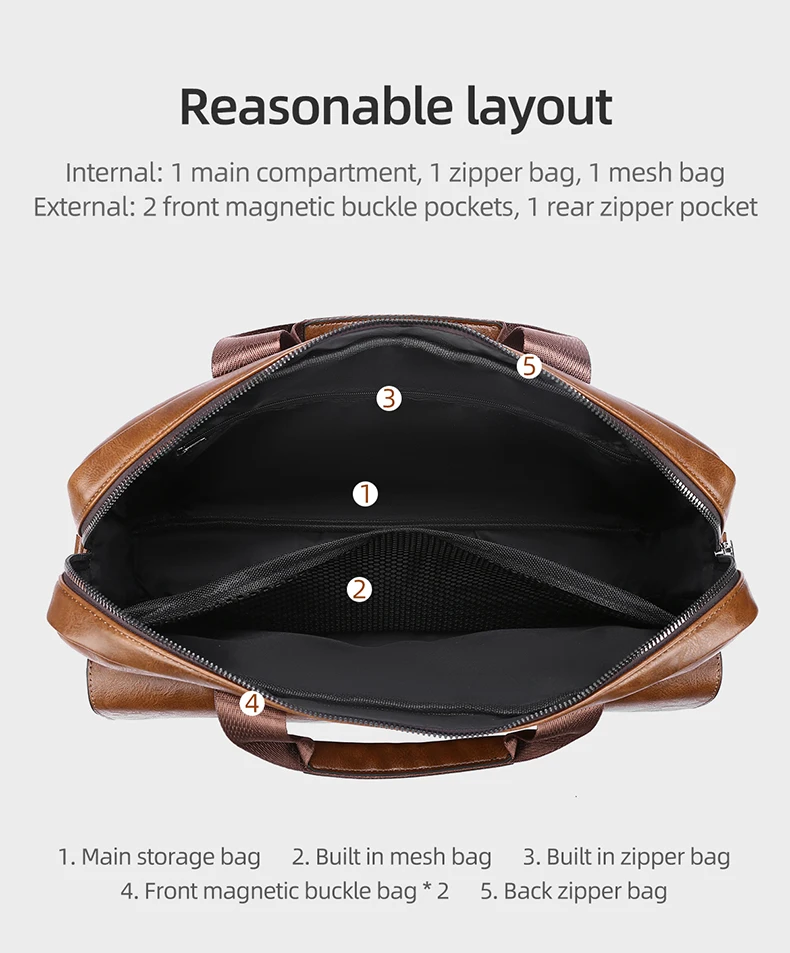 Man Business Briefcase Bag PU Leather Shoulder bag Messenger Bags Men Office Crossbody bags For Laptop A4 File Male Handbags sac