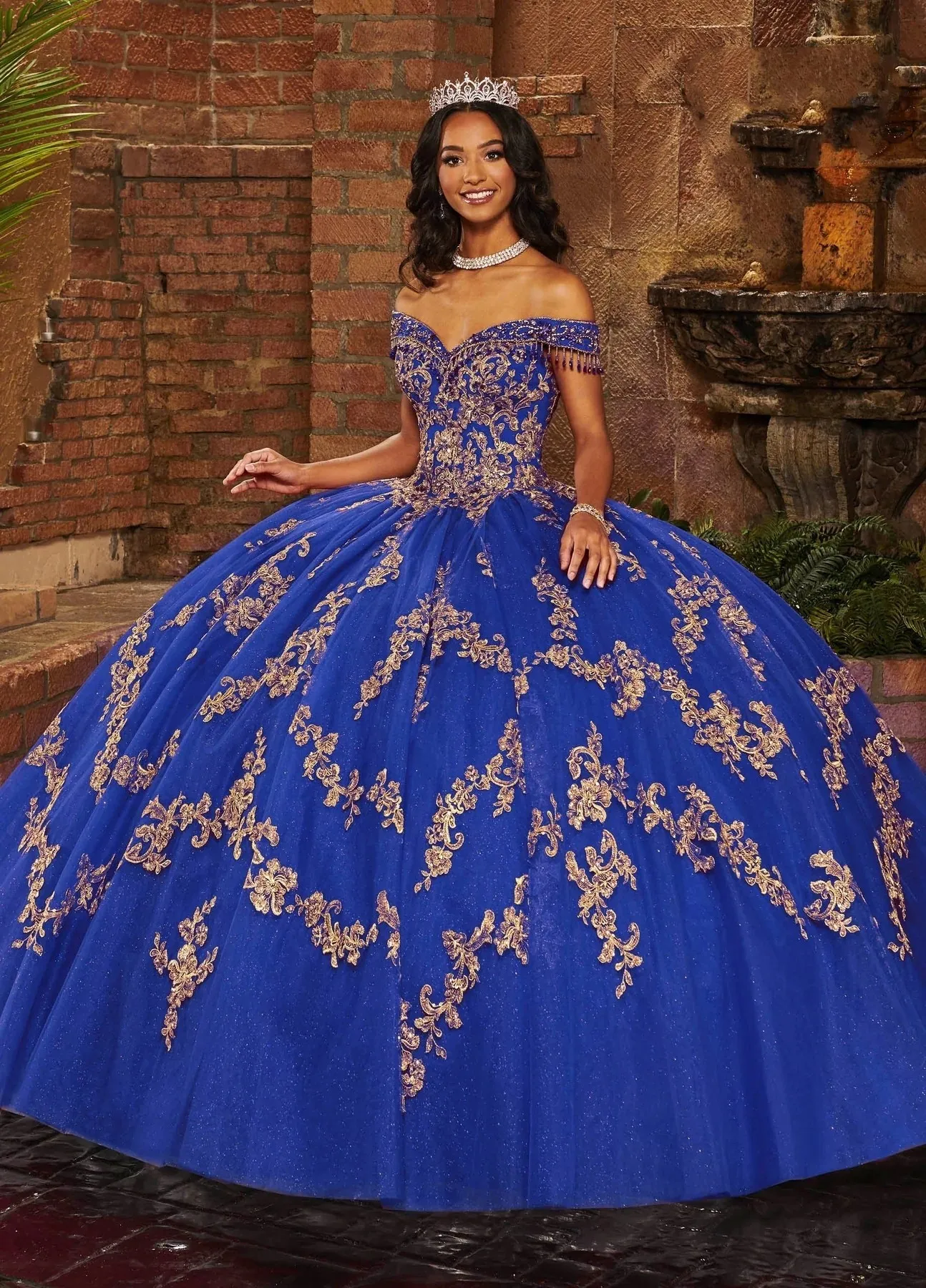 الأزرق الملكي Charro Quinceanera فساتين الكرة ثوب قبالة الكتف تول زين منتفخ المكسيكي الحلو 16 فساتين 15 Anos