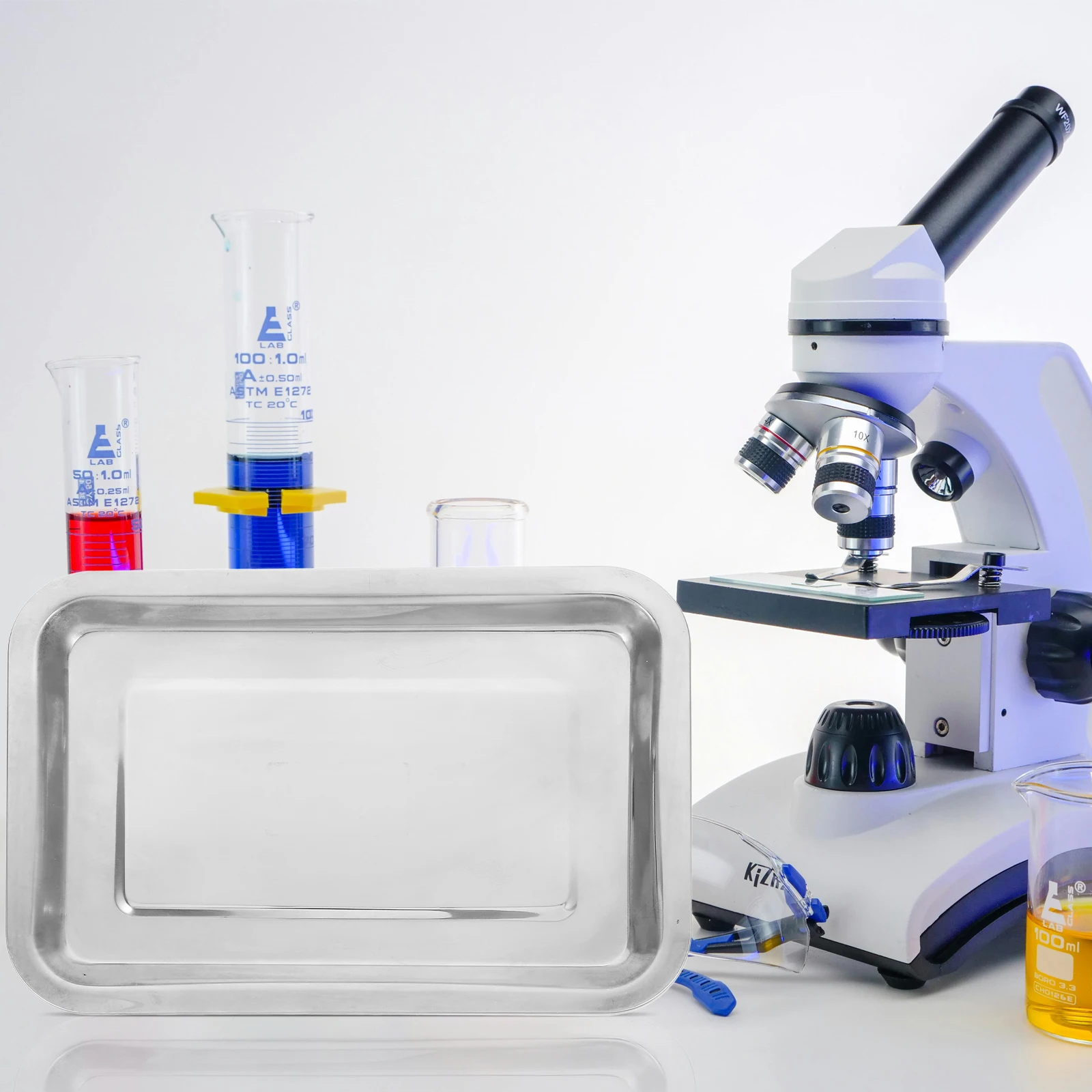 

Stainless Steel Laboratory Tray Deep-Edged Chemical Experiment Equipment Multi-Use Storage Practical Lab Tray Durable Organizer