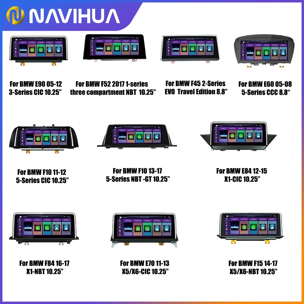 Navihua Car DVD Player Auto Radio Touch Screen multimedia gps navigation for 3 Series F10 F30 E60 E90  For X5 X6 E84 E87