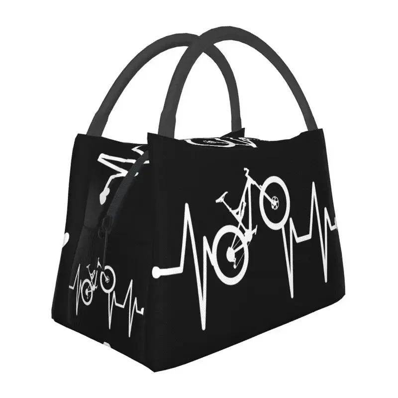 

Custom Mountain Bike Heartbeat Lunch Bag Women Thermal Cooler Insulated Boxes for Office Travel