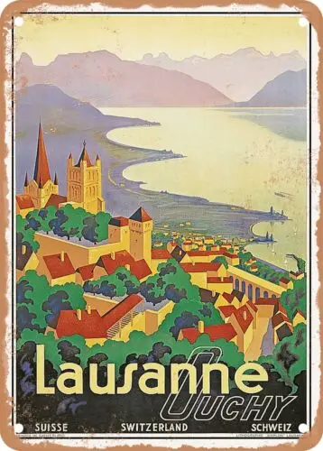 METAL SIGN - 1937 Lausanne-Ouchy, Switzerland Vintage Ad