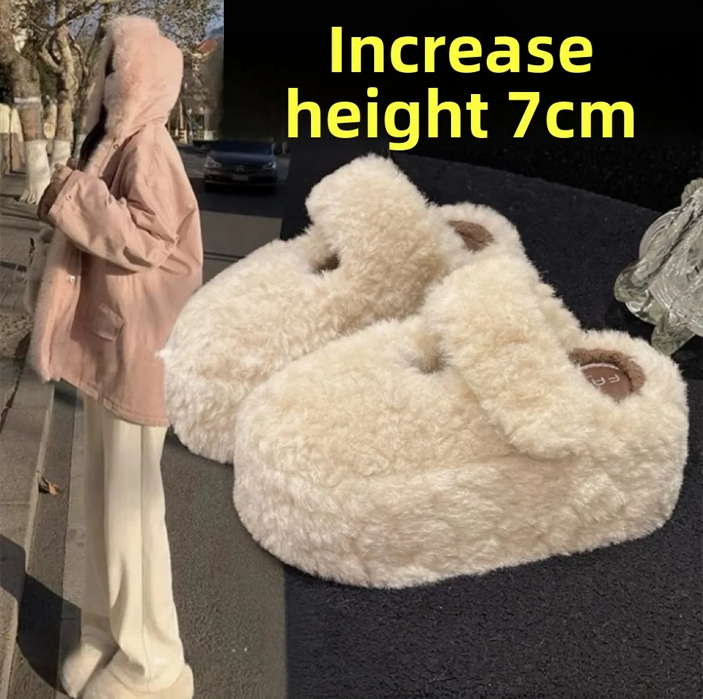 

Женские меховые тапочки Thi Bot с высоким верхом, уличная одежда, зимние теплые повседневные тапочки на подкладке из кроличьего меха, без шнуровки