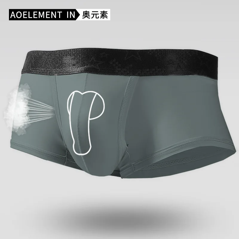 Fashion Trunk for Men Ice Silk Seamless Thin Penis Bag Bulge Pouch Separation Boxer Shorts Quick Drying Breathable Comfy Panties