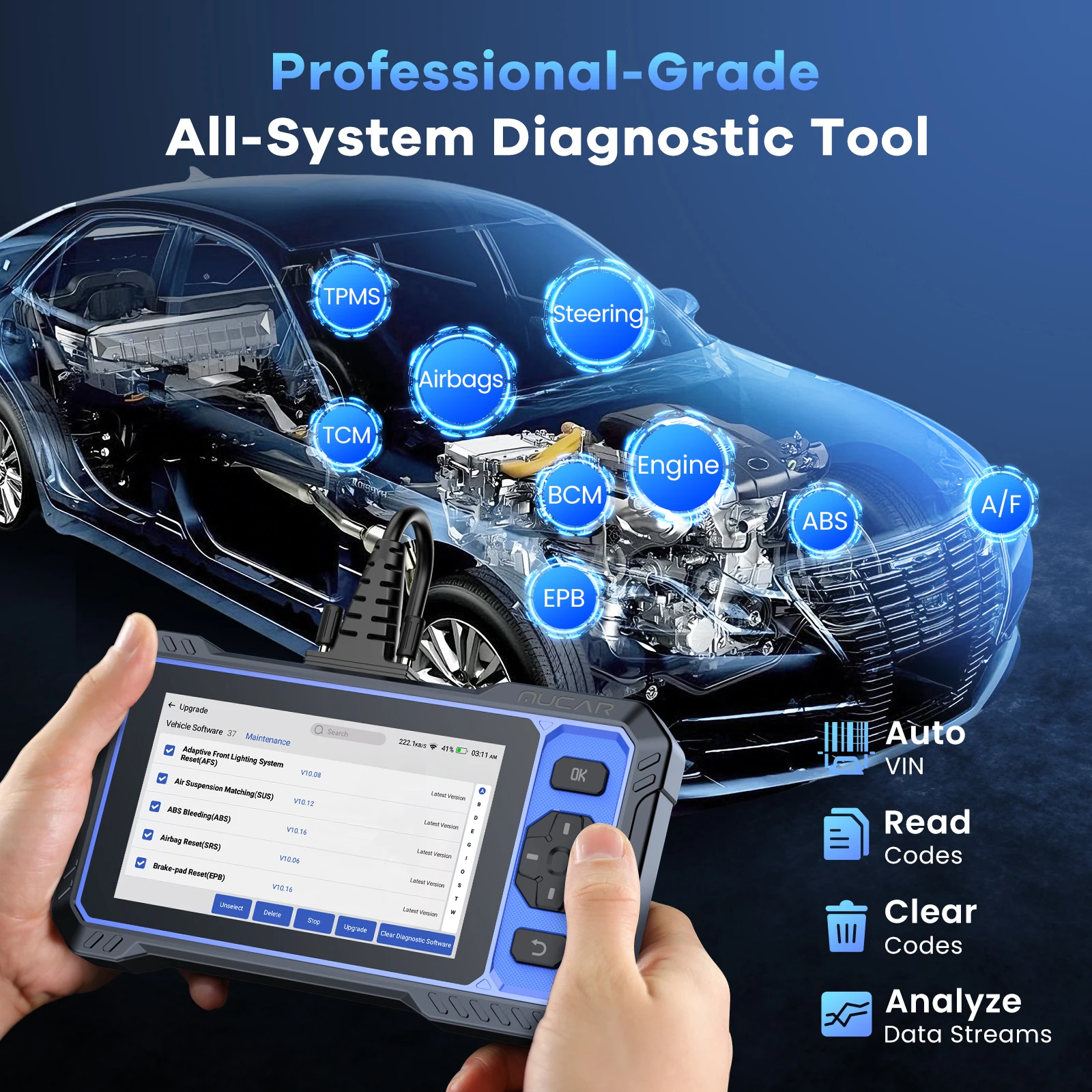 MUCAR 682 AI Assisted OBD2 Diagnostic Tool OE-level Full System Diagnosis 20 Resets Bi-directional CAN FD Lifetime Free Update