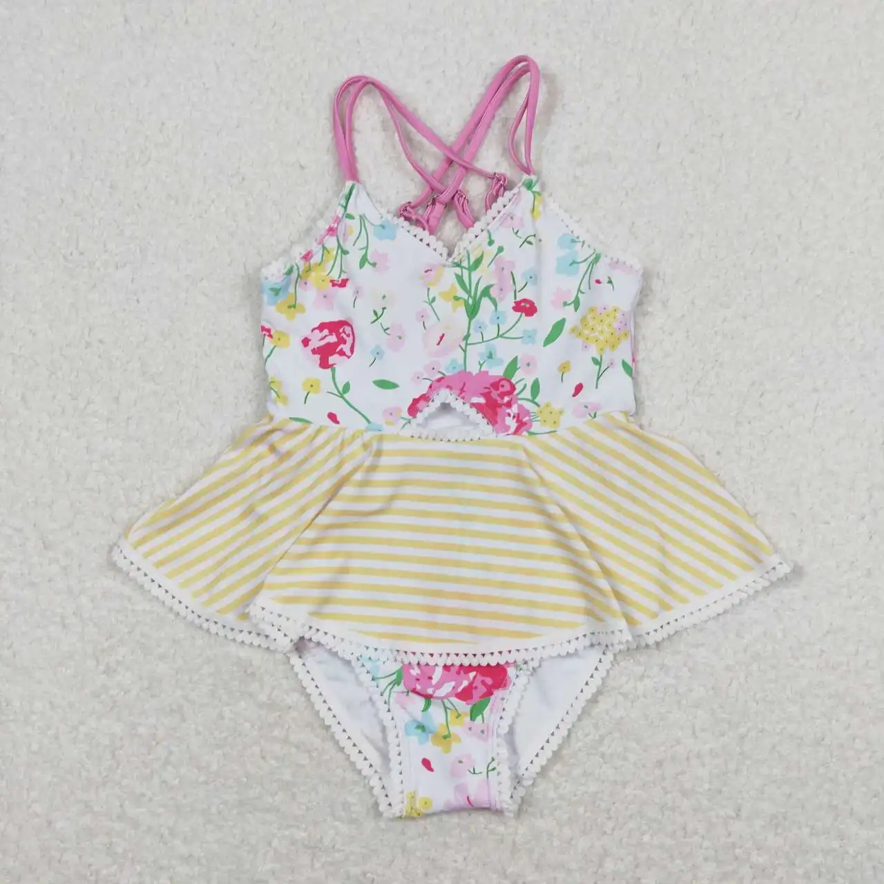 

S0250 New Arrival Toddler Clothes Sleeveless Top With Shorts Set Kids Girls Summer Swimsuit