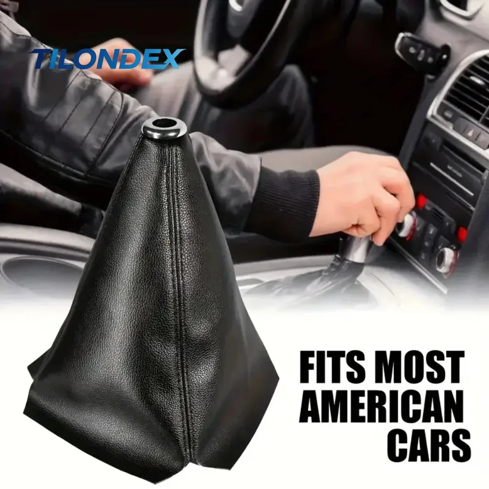 TILONDEX Universal PU Leather Gear Shift Collar Auto Manual Stick Shifter Knob Car Shift Boot Handball Dust Cover for Manual Tra
