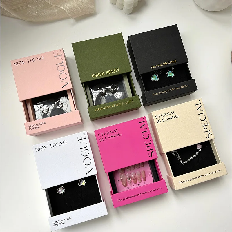 100Pcs/Lot Hard Cardboard Drawer Jewelry Packaging Box Greeting Card Necklace Bracelet Gift Package Case Boxes Wholesale