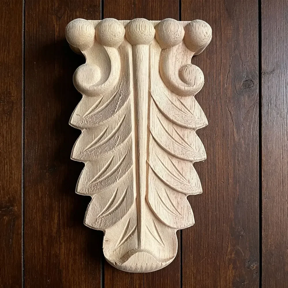 14-17cm Retro Vintage Wood Carved Onlay Applique Carpenter Frame Decal Furniture Wooden Craft Decorative Gate Flower Ornament