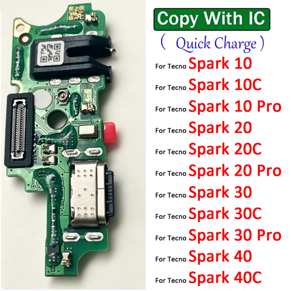 Connecteur de charge USB, port de charge, câble flexible du microphone pour Tecno Spark 10 10C 20 20C 30 30C 40 40C Pro Plus 4G 5G Connecteur de charge USB, port de charge, câble flexible du microphone pour Tecno Spark 10 10C 20 20C 30 30C 40 40C Pro Plus 4G 5G