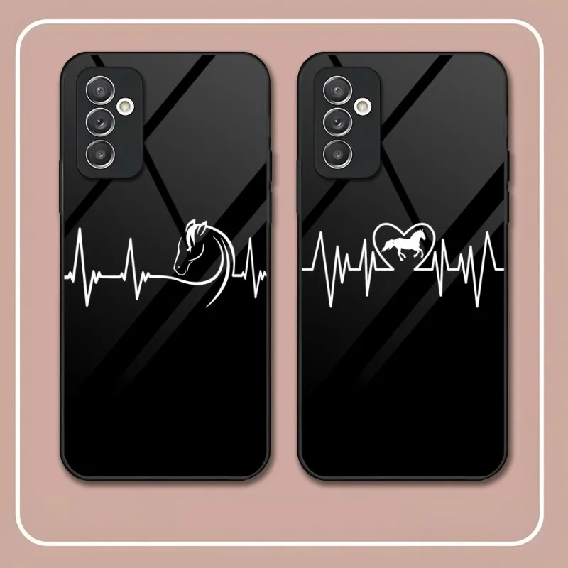 Pony Horse Heartbeat Heart Rate Phone Case Glass For Samsung A52 A22 A51 A12 A32 A42 S22 S21 S21FE S20 Ultra Note 20 10 Pro Plus