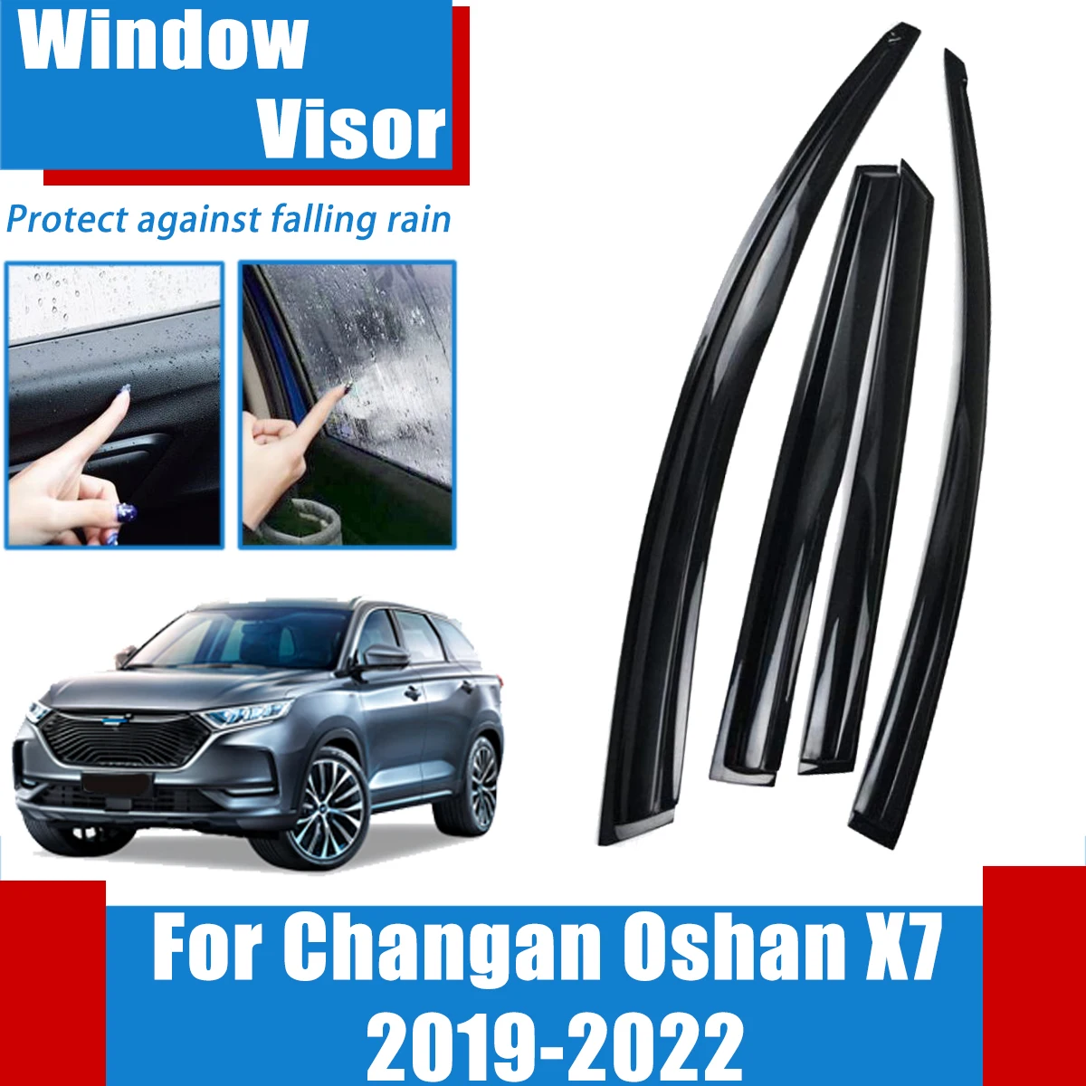 

4Pcs Car Window Visor For Changan Oshan X7 2019-2022 2020 2021 Waterproof Sun Rain Guard Deflector Windshield Awning Accessories