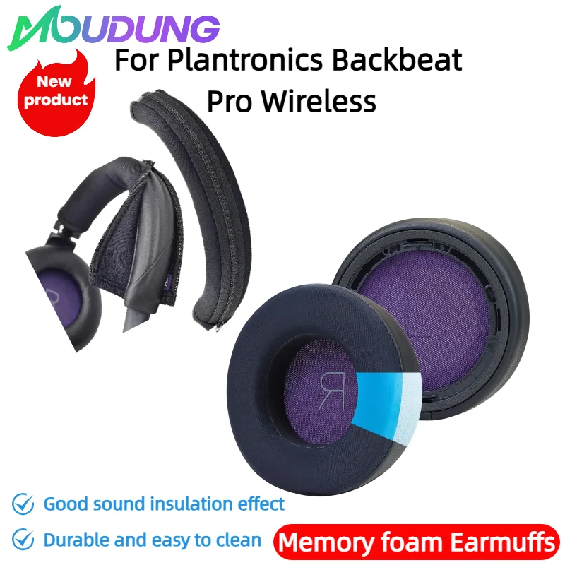 

MOUDUNG Replacement EarPads or Zipper head beam protective cover for Plantronics Backbeat Pro Wireless Headphones Ear Cushions