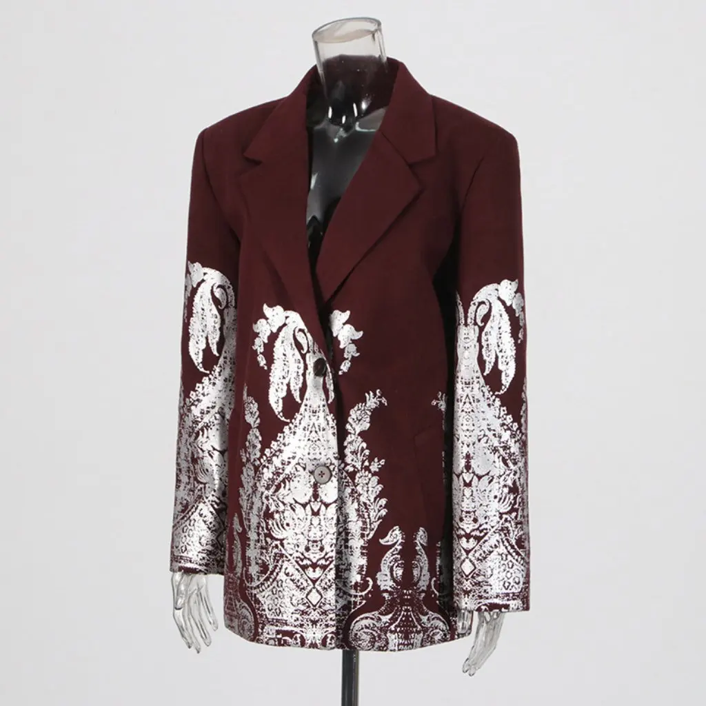 

Women's Oversized Blazer High-End Feel Metallic Print Unique Design Heavy Craftsmanship Fashion New Style Small Blazer