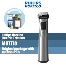 Philips-Aparador e Barbeador Elétrico Híbrido Norelco Multigroom, Aço Inoxidável, 30 Iões de Lítio, 9000, MG7770