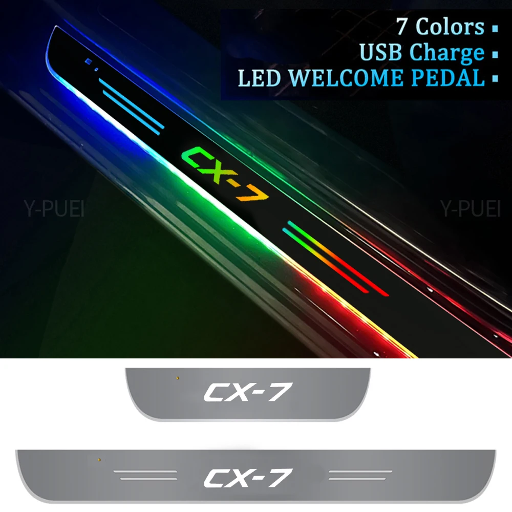 

Car LED Projector Lamp Acrylic for MAZDA CX-7 Logo Car Door Sill Welcome Pedal LED Streamer Lights Scuff Plate Pedal Decor Strip