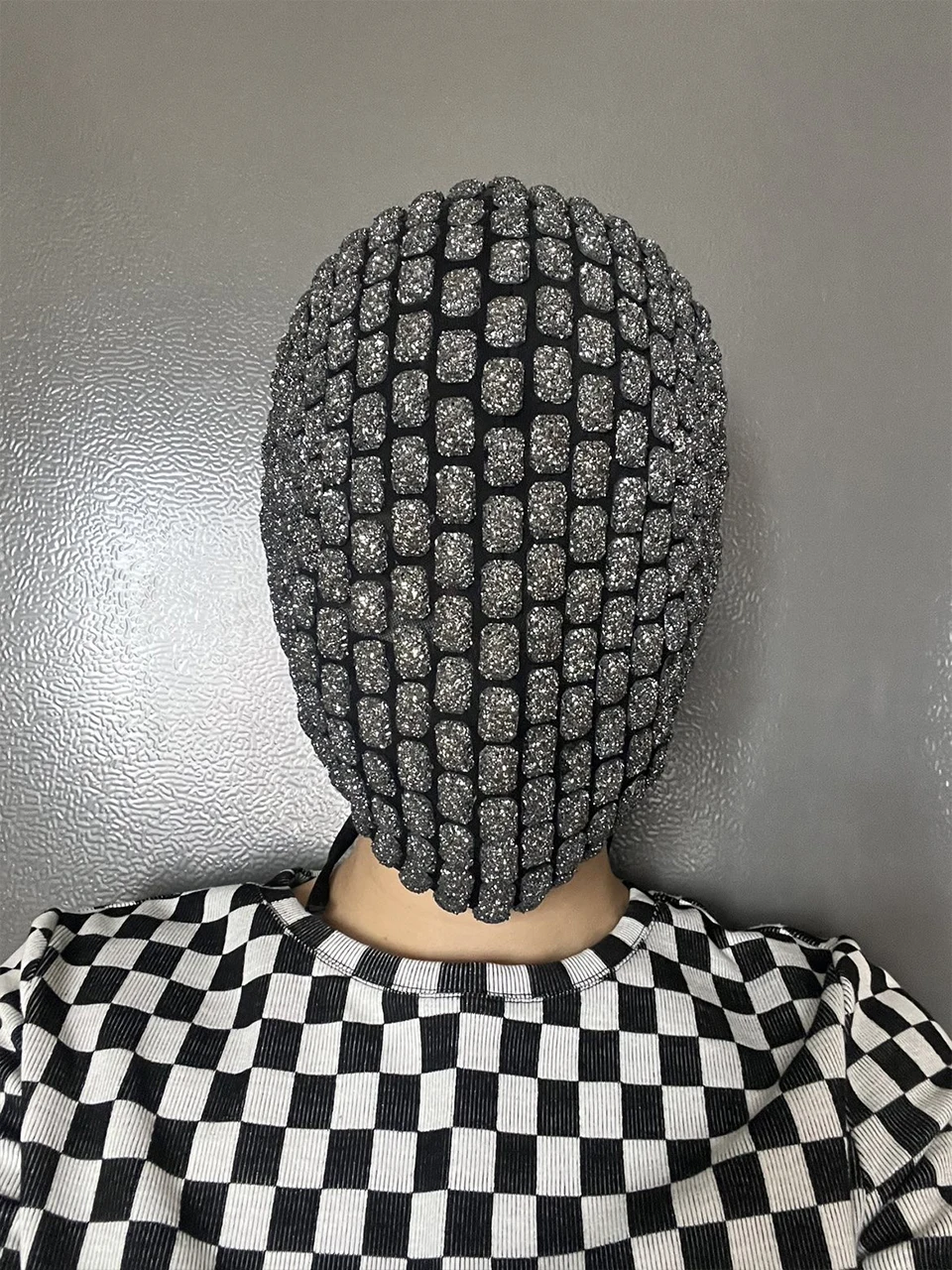 

Rhinestone Rivet Mask Headgear for Nightclub DJ Singer Dancer Stage Performance Halloween Face Cover Accessory