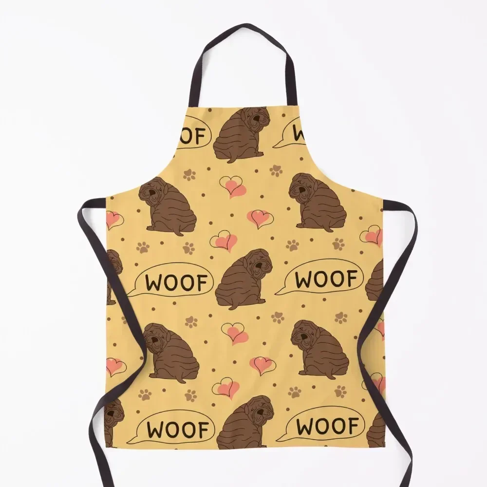 

Love Chocolate Shar Pei Apron for home useful pieces Women's japanese woman nail tech supplies Apron