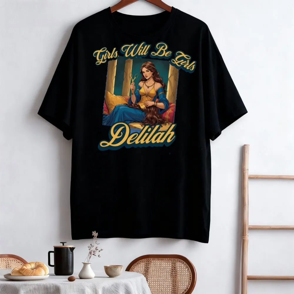 

Girls Will Be Girls Shirt Delilah with Scissors Feminist Shirt Women Empowerment Shirt Streetwear Round Neck Tshirt