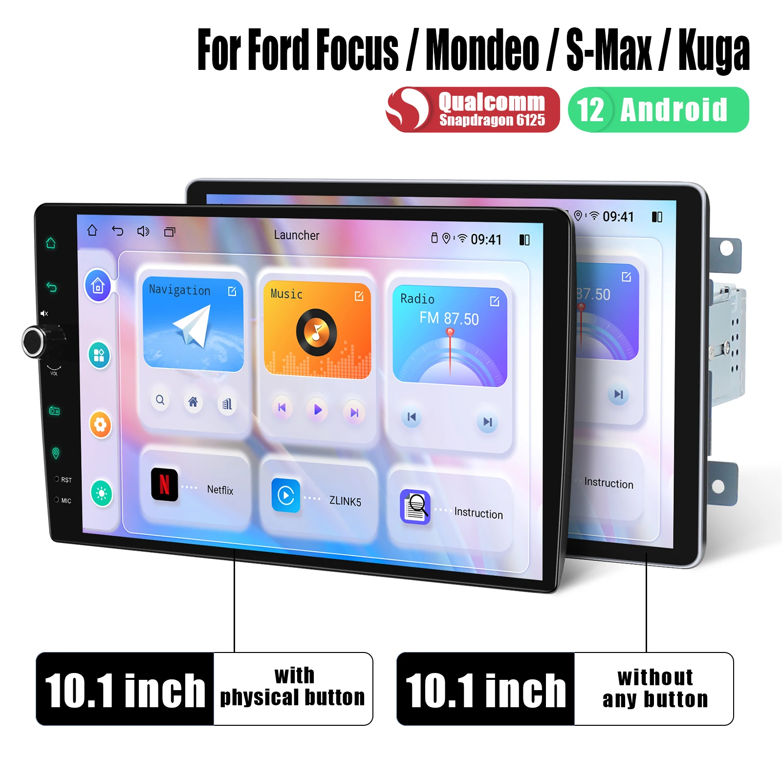 

JOYFORWA 10.1" Android 12 Car Radio Stereo Audio Plug And Play For Ford Focus Mondeo S-Max Kuga Multimedia Carplay Wireless