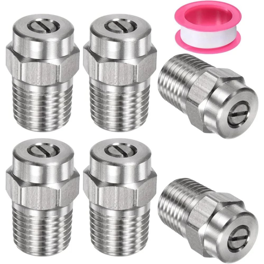 

6 упаковок насадок для очистки поверхности - 25 градусов 1/4 NPT, мужские насадки для мойки высокого давления, замена насадки для очистки, нержавеющая сталь с уплотнением