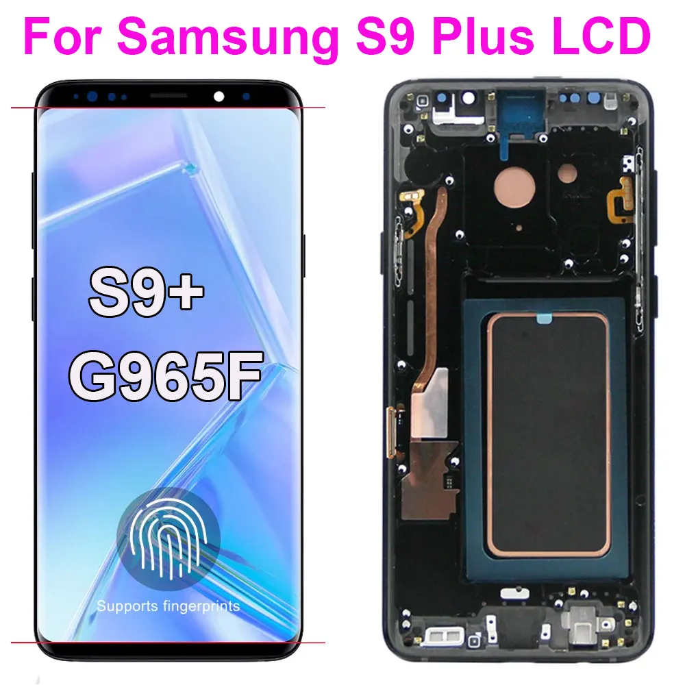 S9 Plus AMOLED For Samsung S9 Plus LCD Display With Frame Touch Digital Digitizer For Samsung S9+ G9650 G965F Screen Replacement