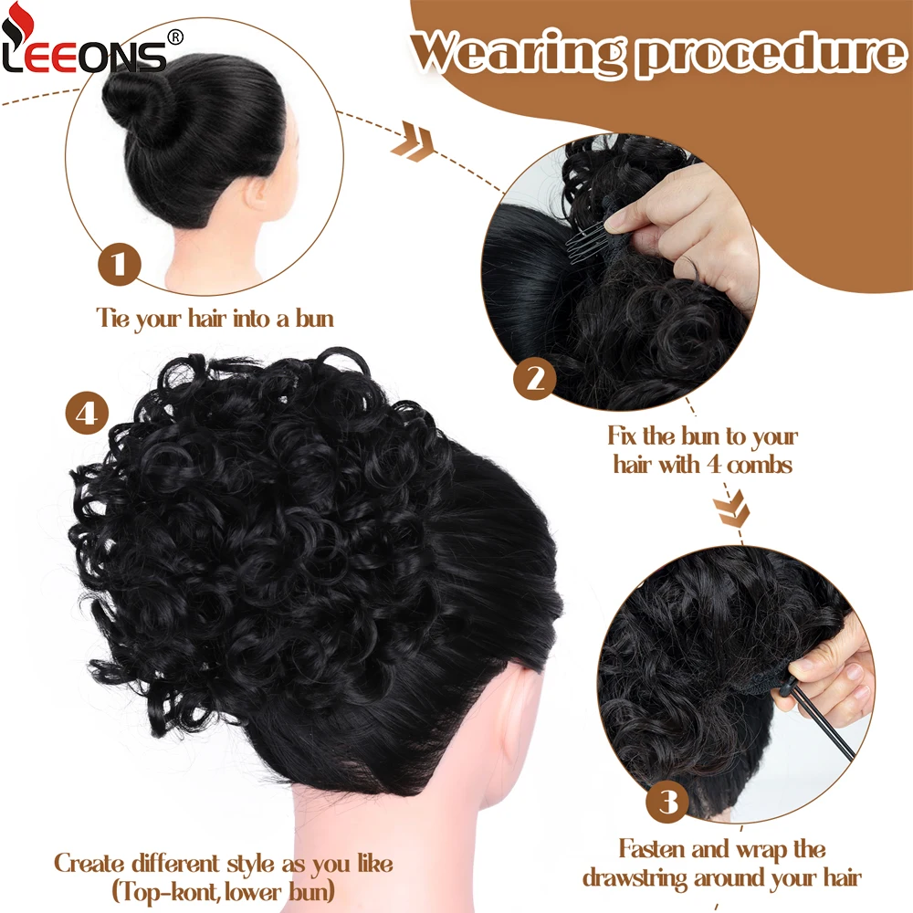 Women's Drawstring Curly Hair Bun Extension, Short Ponytail