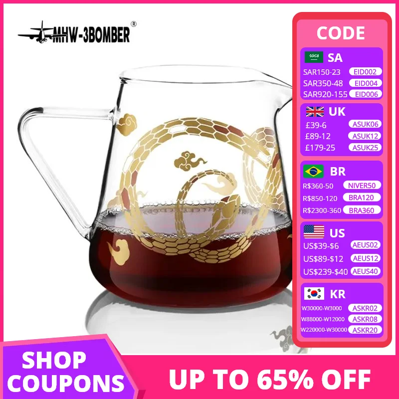 

MHW-3BOMBER 500ml Coffee Server Clear Glass Coffee Pot Espresso Dripper Pour Over Maker Brewer Pot Kitchen Accessories