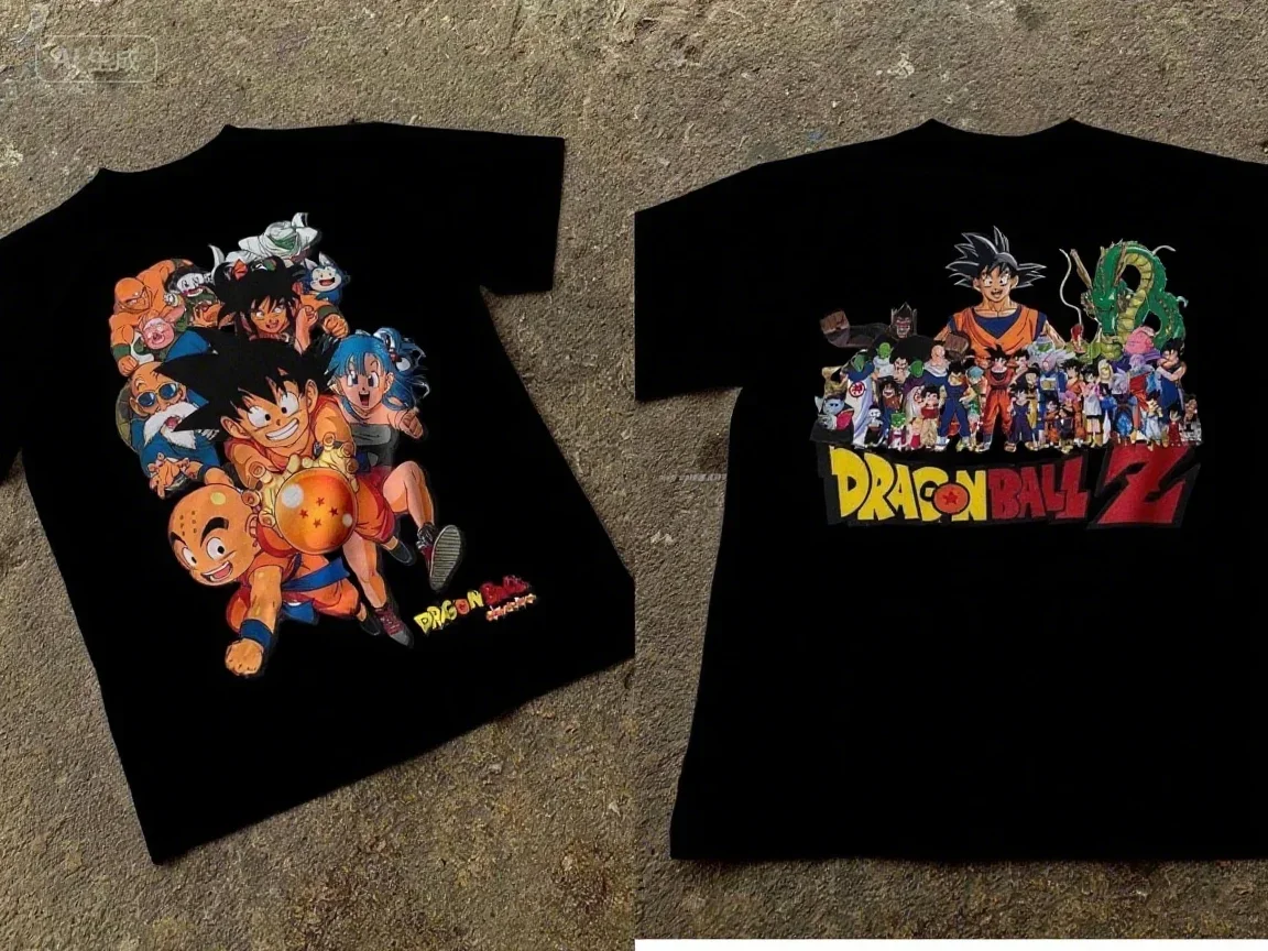 تي شيرت دراغون بول قطني بأكمام قصيرة فضفاض كبير الحجم كاجوال رياضي للياقة البدنية أنيمي لطيف بلايز ملابس هاراجوكو للرجال