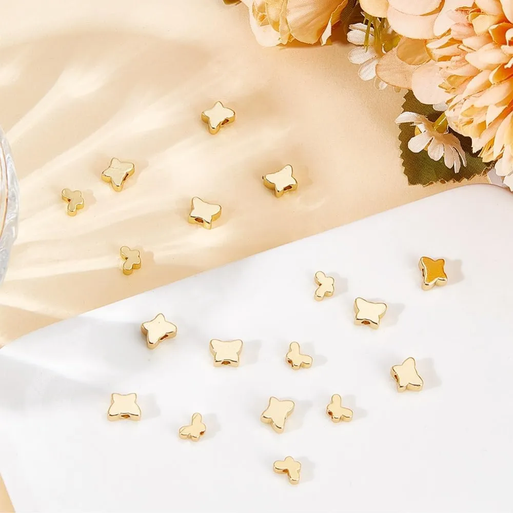 40 قطعة 2 أحجام الفراشة الحقيقية الخرز النحاس فراشة الخرز السلس حبة فضفاض خرزة مباعدة الخرز المعدني DIY بها بنفسك صنع المجوهرات